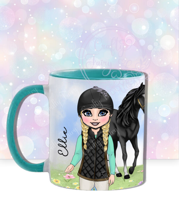 personalised horse rider girl in gillet mug gift