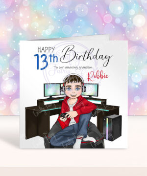 personalised gamer boy gaming birthday card for teen son grandson