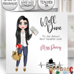 personalised female teacher card birthday, thank you or congratulations card