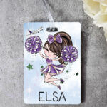 personalised whimsical cheerleader girl travel luggage tag