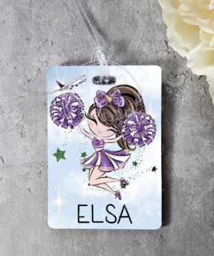 personalised whimsical cheerleader girl travel luggage tag
