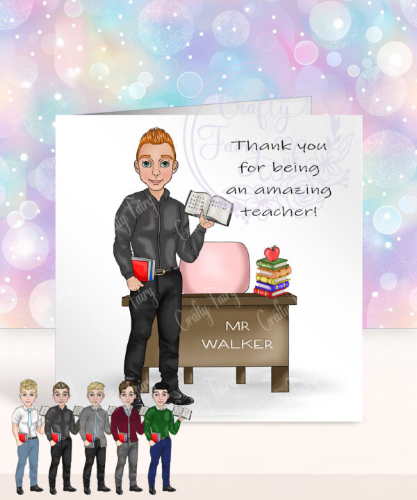 personalised male teacher ta leaving gift card