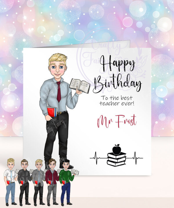 personalised male teacher in birthday card