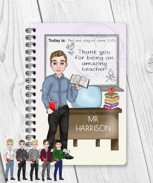 personalised male teacher ta leaving gift a5 notebook