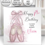 personalised pink ballet shoes birthday card for ballerina