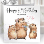 personalised capybara mum and children birthday/mother's day card