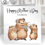 personalised capybara mum and children birthday/mother's day card