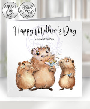 personalised capybara mum and children birthday/mother's day card