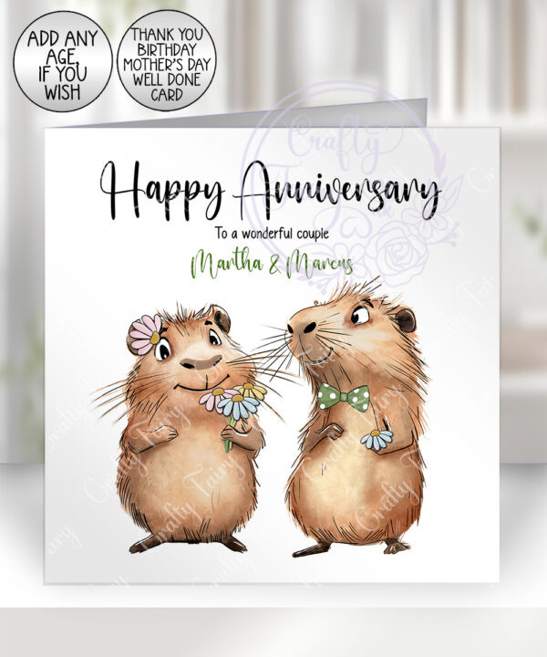 personalised capybara couple congratulations engagement card