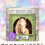 personalised horse in stable birthday card