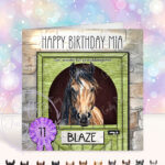 personalised horse in stable birthday card