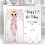 personalised mum & daughter flower arch birthday card