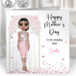 personalised mum & daughter flower arch birthday card