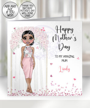 personalised mum & daughter flower arch birthday card