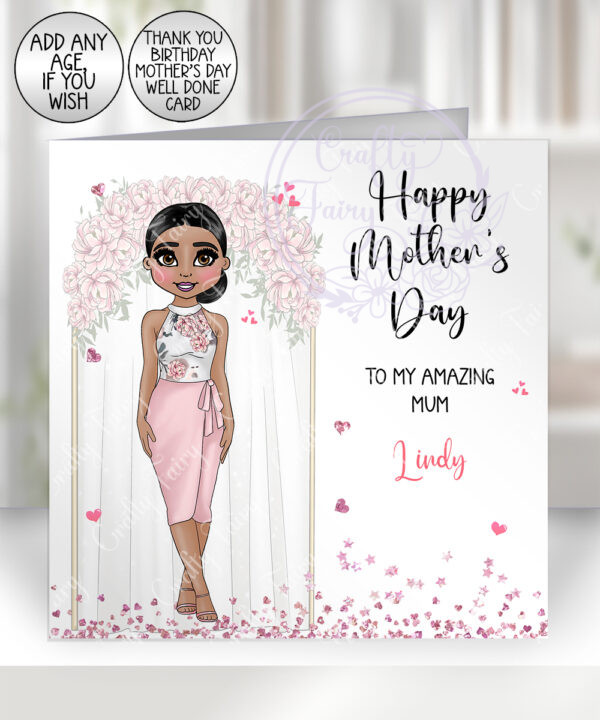 personalised mum & daughter flower arch birthday card