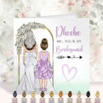 personalised flower girl or bridesmaid back view floral arch card