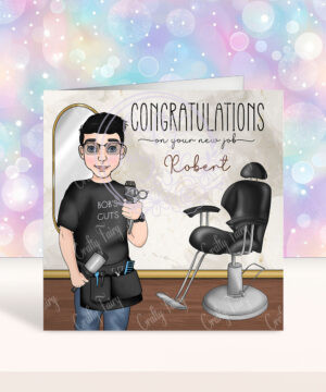 personalised barber or male hairdresser new job or salon congratulations card