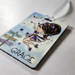personalised whimsical cheerleader girl international competitions travel luggage tag