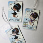 personalised whimsical cheerleader girl international competitions travel luggage tag