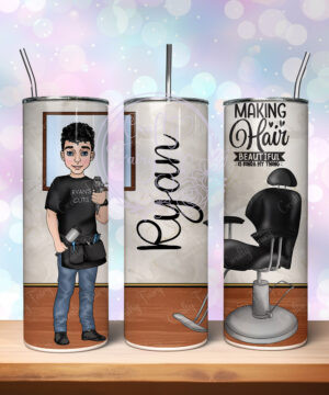 personalised barber or male hairdresser 600ml 20oz straight tumbler