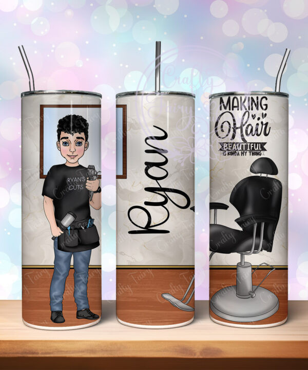 personalised barber or male hairdresser 600ml 20oz straight tumbler
