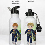 personalised monster truck boy's straight 600ml water bottle