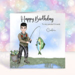 personalised birthday card for man or dad who loves fishing