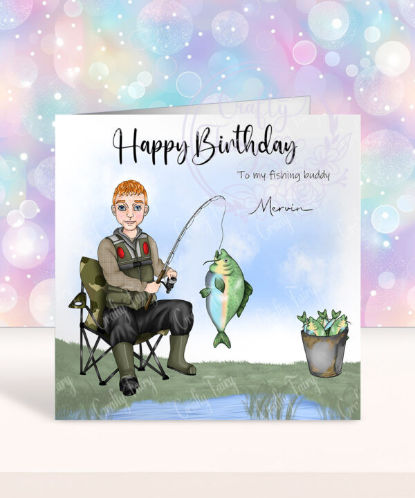 personalised birthday card for older man or grandad who loves fishing