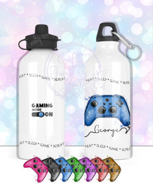personalised abstract watercolour gaming controller straight 600ml water bottle