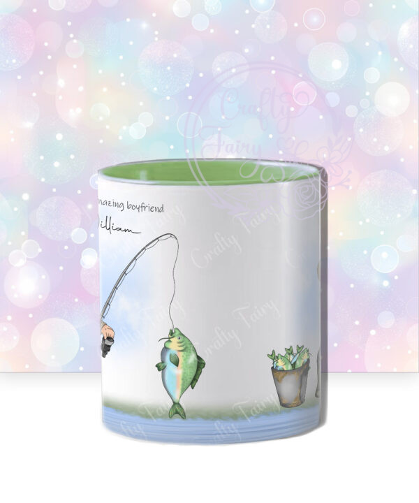 personalised birthday or father's day mug for man or dad who loves fishing