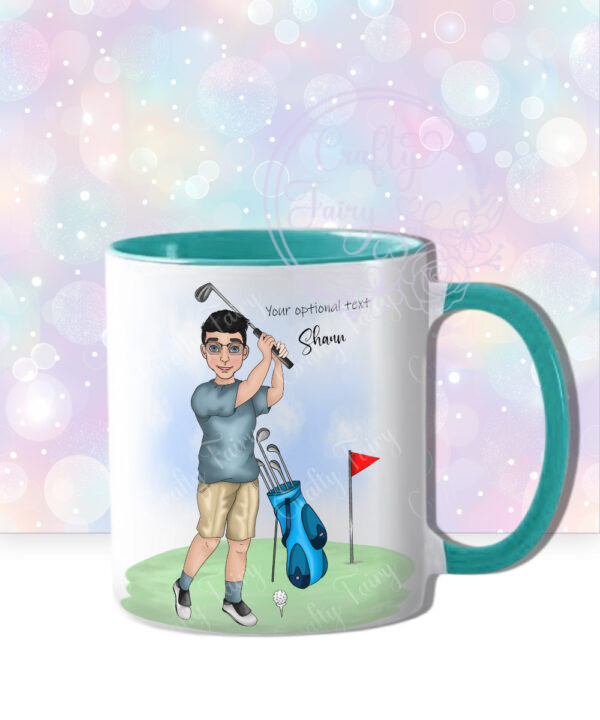 personalised birthday or father's day mug for man or grandad who loves golfing