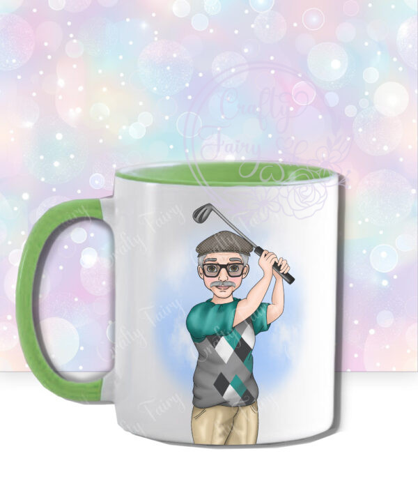 personalised birthday or father's day mug for man or grandad who loves golfing