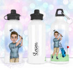 personalised birthday or father's day 600ml water bottle for man who loves golfing