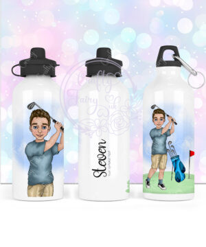 personalised birthday or father's day 600ml water bottle for man who loves golfing