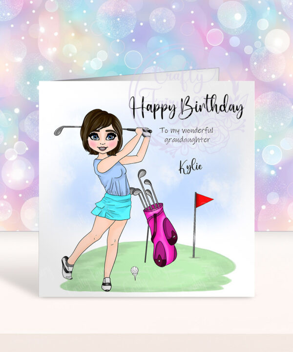 personalised birthday card for a lady who loves playing golf