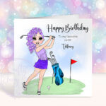 personalised birthday card for a lady who loves playing golf
