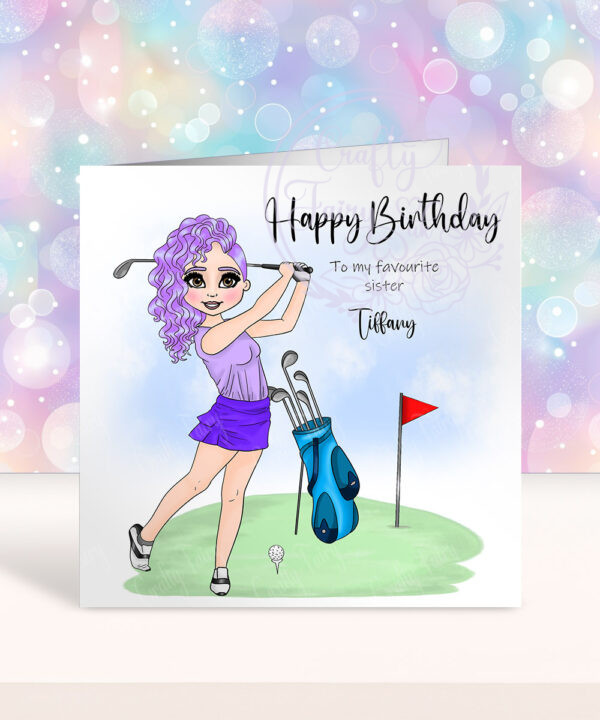 personalised birthday card for a lady who loves playing golf