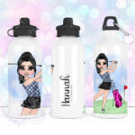 personalised 600ml water bottle for a lady who loves playing golf