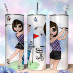 personalised 600ml 20oz straight tumbler for a lady who loves playing golf