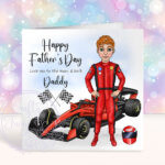personalised birthday or father's day card for man who loves formula 1 car racing