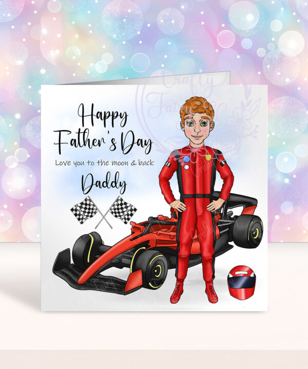 personalised birthday or father's day card for man who loves formula 1 car racing