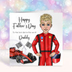 personalised formula 1 car racing lover's birthday or father's day card