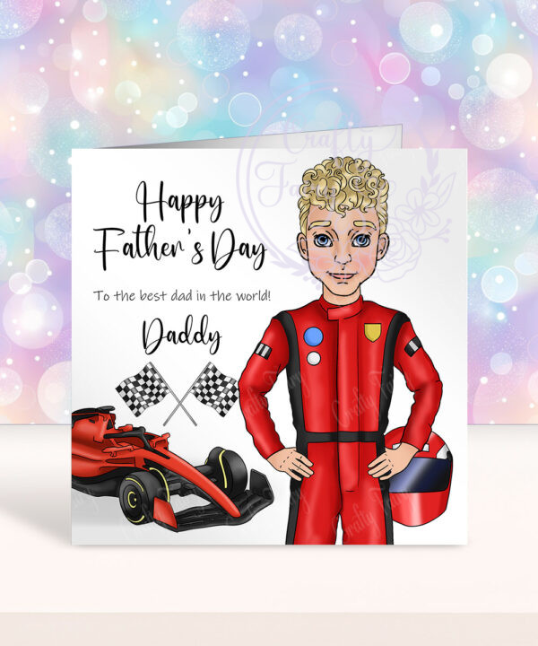 personalised formula 1 car racing lover's birthday or father's day card