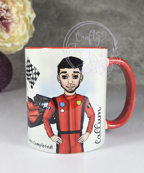 personalised formula 1 red racing car fan's mug