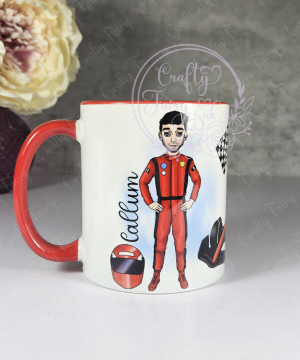 personalised formula 1 red racing car fan's mug