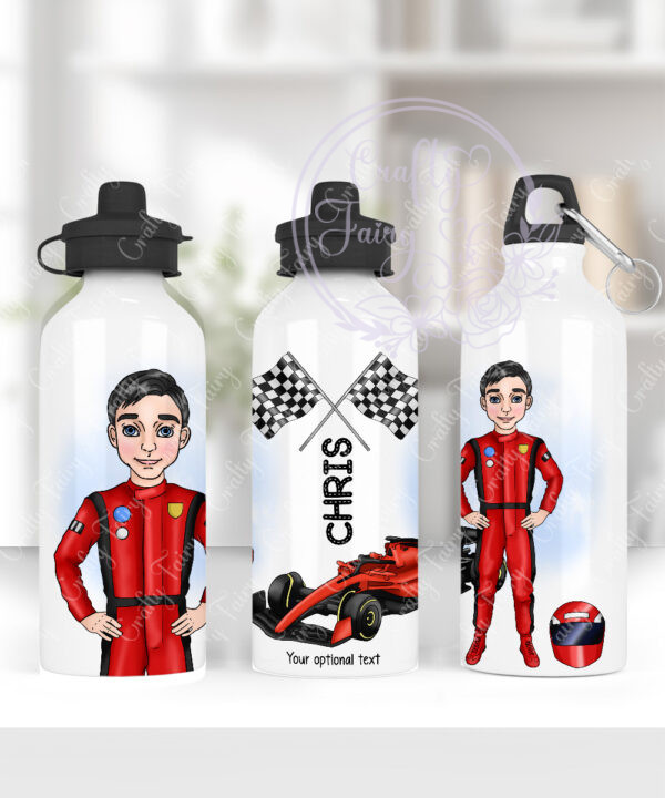 personalised formula 1 red racing car fan 600ml water bottle