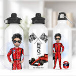 personalised formula 1 red racing car fan 600ml water bottle