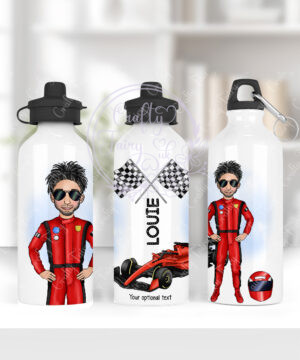 personalised formula 1 red racing car fan 600ml water bottle