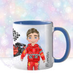 personalised formula 1 car racing fan mug for young boy
