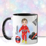 personalised formula 1 car racing fan mug for young boy